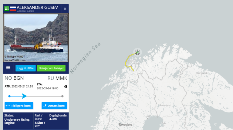 Fôrbåten endrer destinasjon – går mot Murmansk